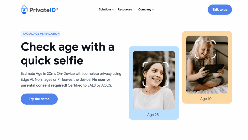 PrivateID Age Estimation and Age Verification